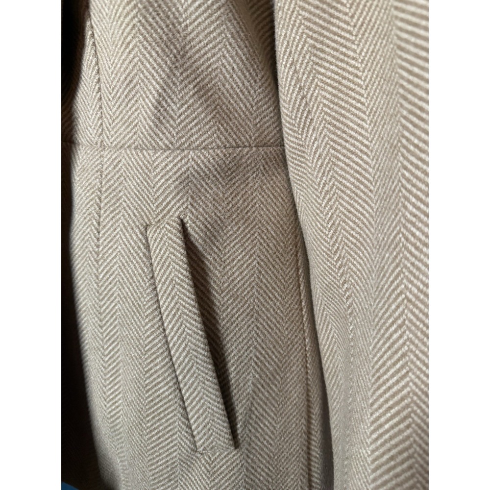 Chouyatou Blazer Jackets Womens Medium Tan Herringbone Long Sleeve Open Front - Picture 8 of 14